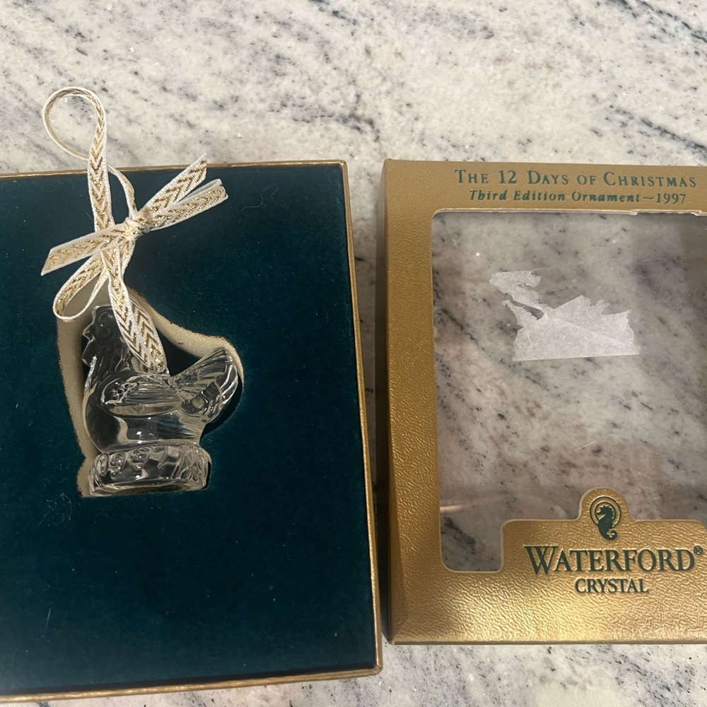 1997 Waterford Crystal FRENCH HEN 12 Days of Christmas Glass Ornament